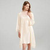 Silk Robes - Robe Lace Trim Sleepwear Loungewear - LANI SILK